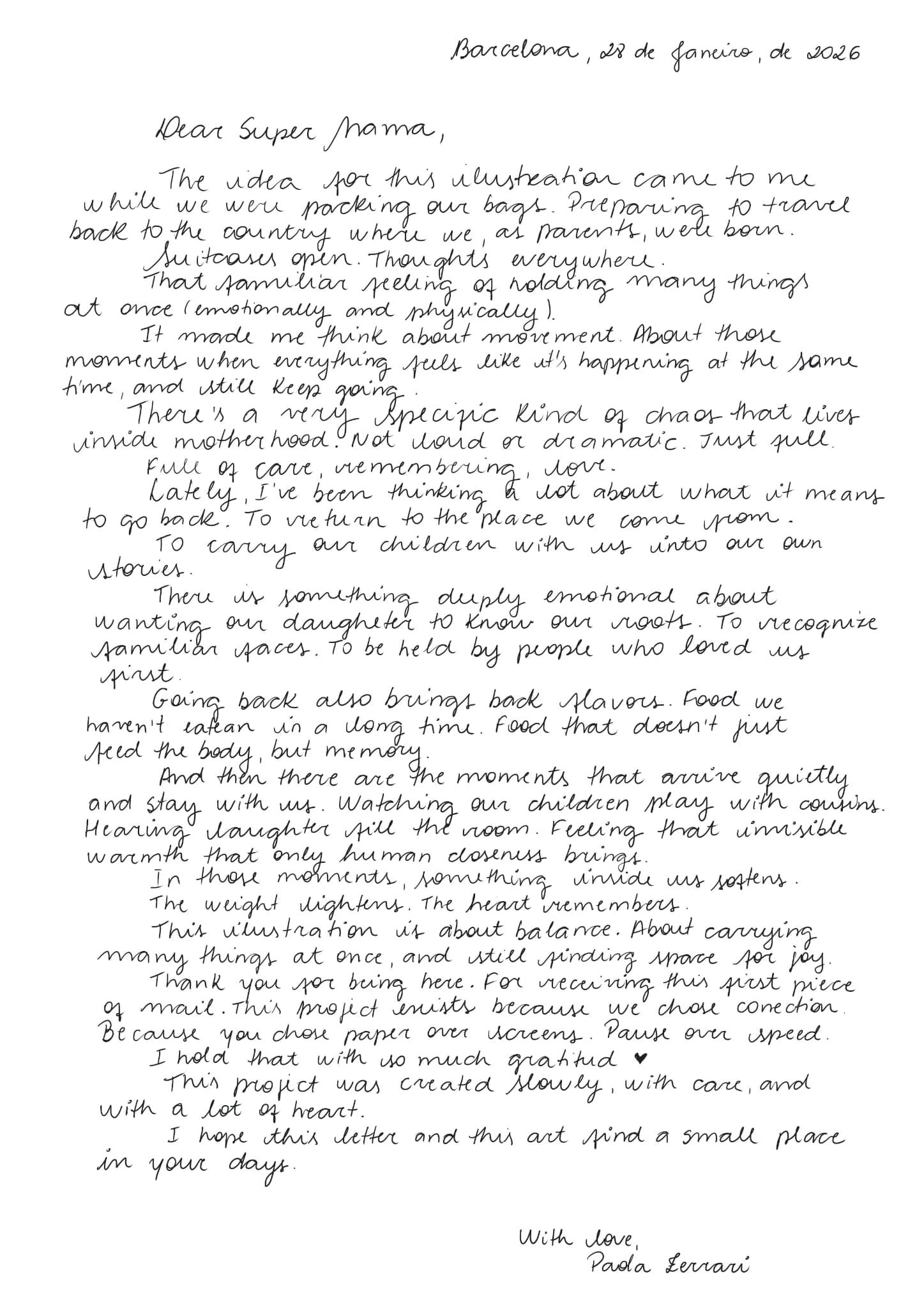 Super Mama\u2019s Club sample letter (A4 vertical)